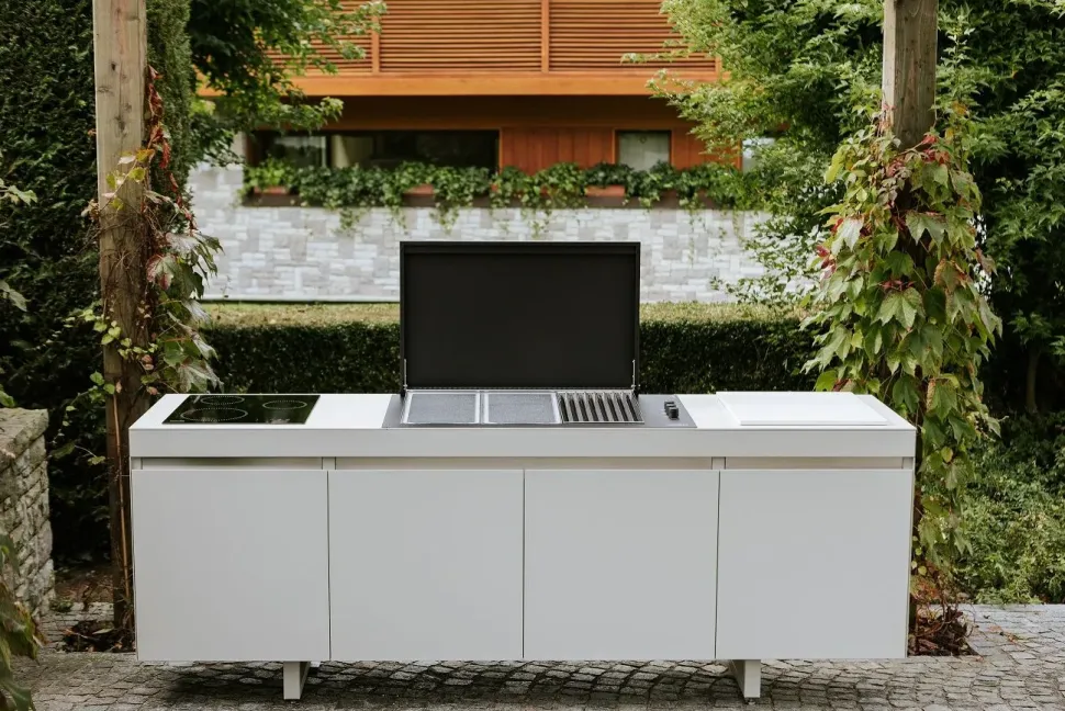 Cucina bianca design Cucina da esterno agher Fogher in Offerta Outlet