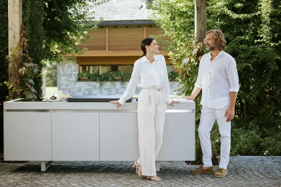 Cucina bianca design Cucina da esterno agher Fogher in Offerta Outlet