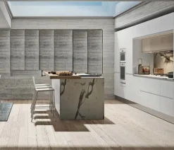 Cucina bianca moderna con isola Cucina white minimal design con isola  Collezione esclusiva in offerta