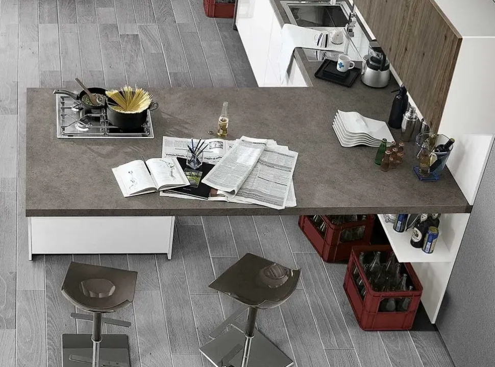 Cucina bianca moderna con penisola Vivere 2 Spagnol cucine a soli 11617 Euro