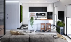 Cucina bianca moderna con isola Cucina moderna con isola e colonne laccata bianca maniglia j  Ar-due in Offerta Outlet