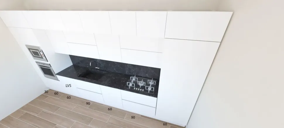 Cucina bianca moderna lineare Time Arredo3