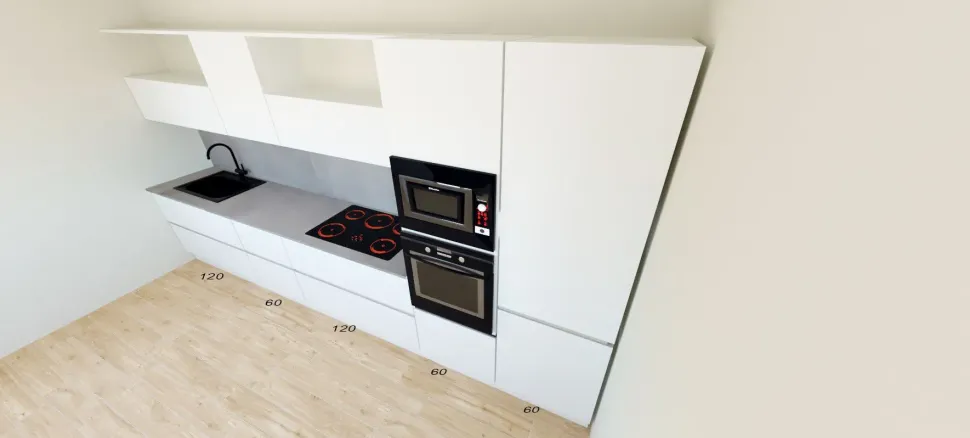 Cucina bianca moderna lineare Line Astra in offerta