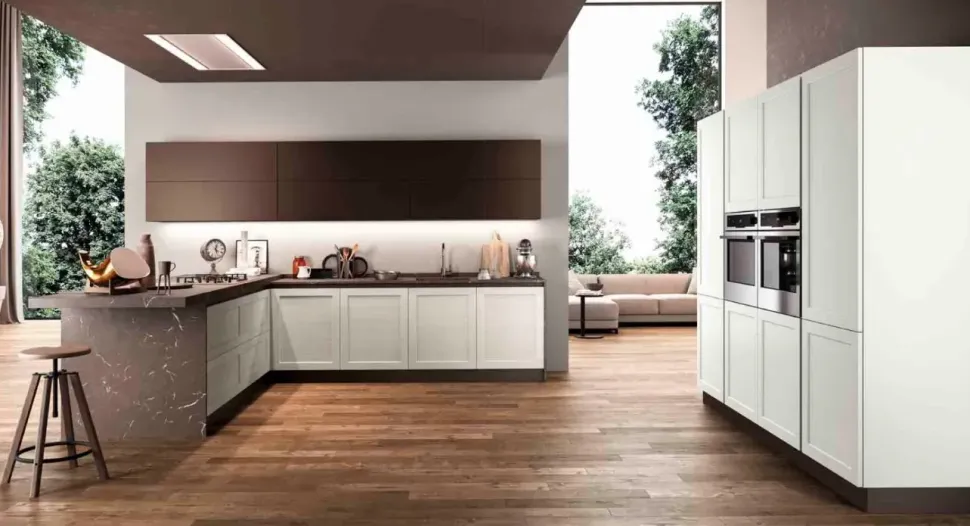 Cucina bianca moderna lineare Frame 3 Arredo3 a soli 10300 Euro