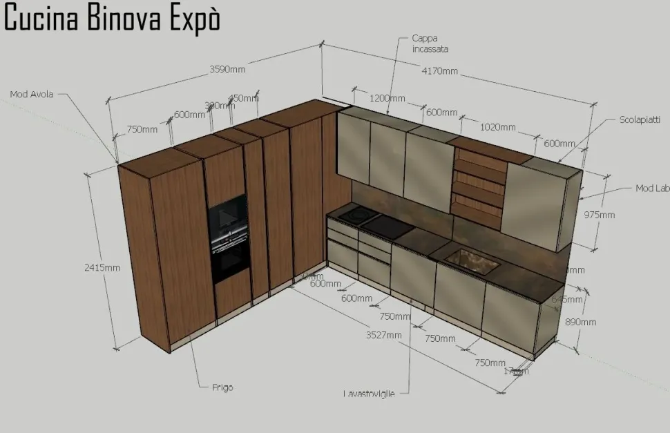 Cucina Binova Mod avola +lab OFFERTA OUTLET