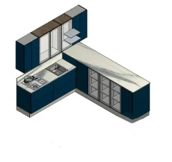 Cucina blu moderna ad angolo Collezione esclusiva Moderna outlet  a soli 4000€