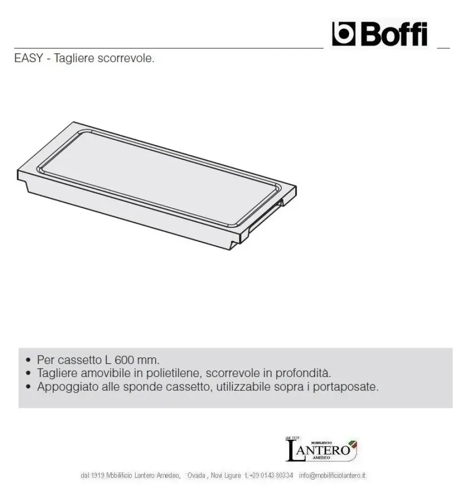 Cucina Boffi design lineare bianca in hpl Tagliere grand chef