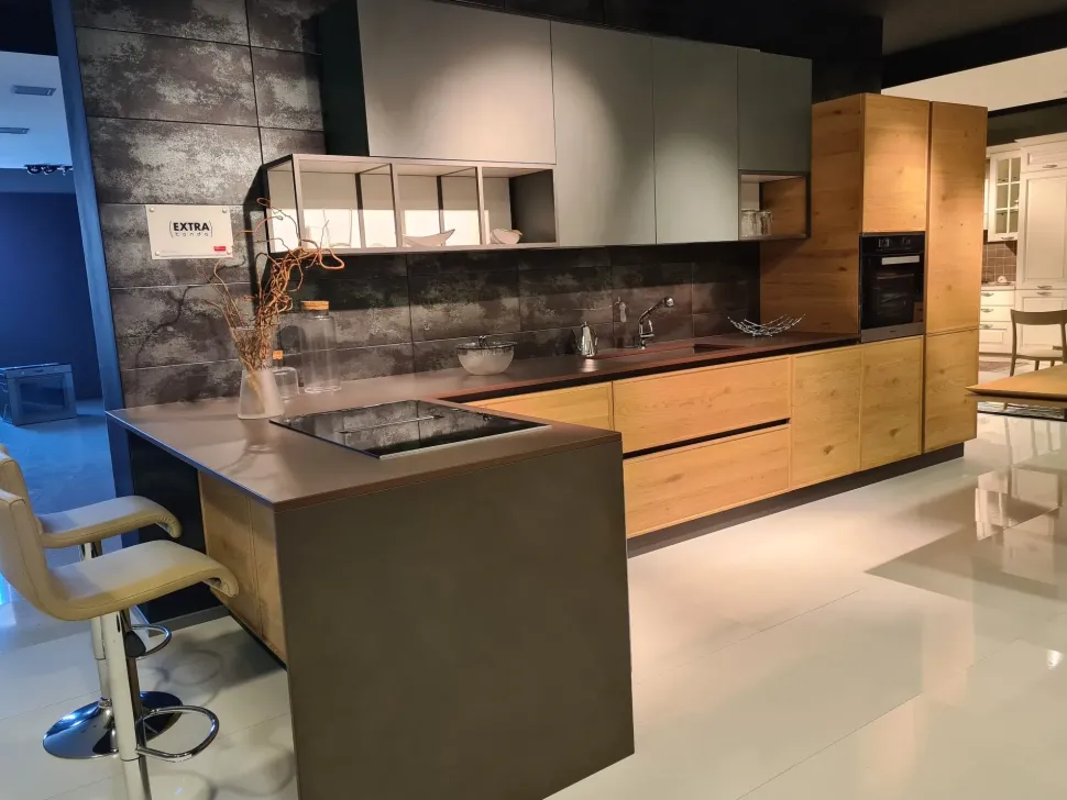 Cucina California moderna rovere chiaro con penisola Ar-due