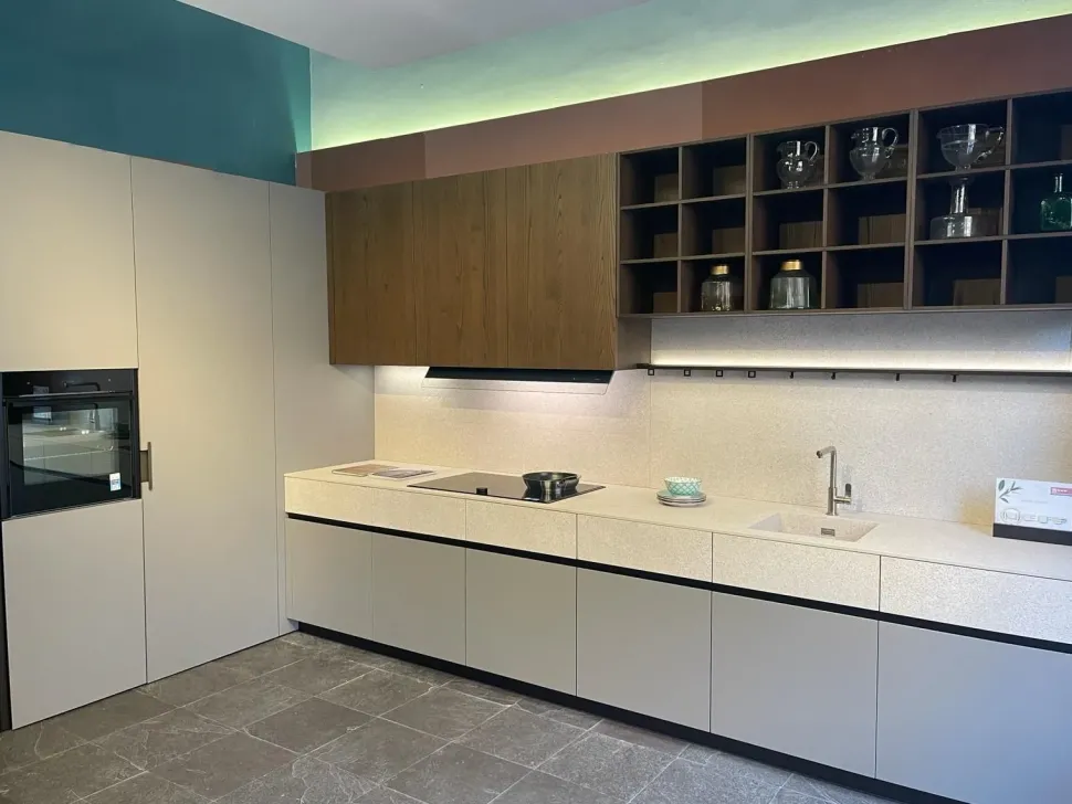 Cucina Cesar moderna ad angolo tortora in laminato opaco Maxima 2.2