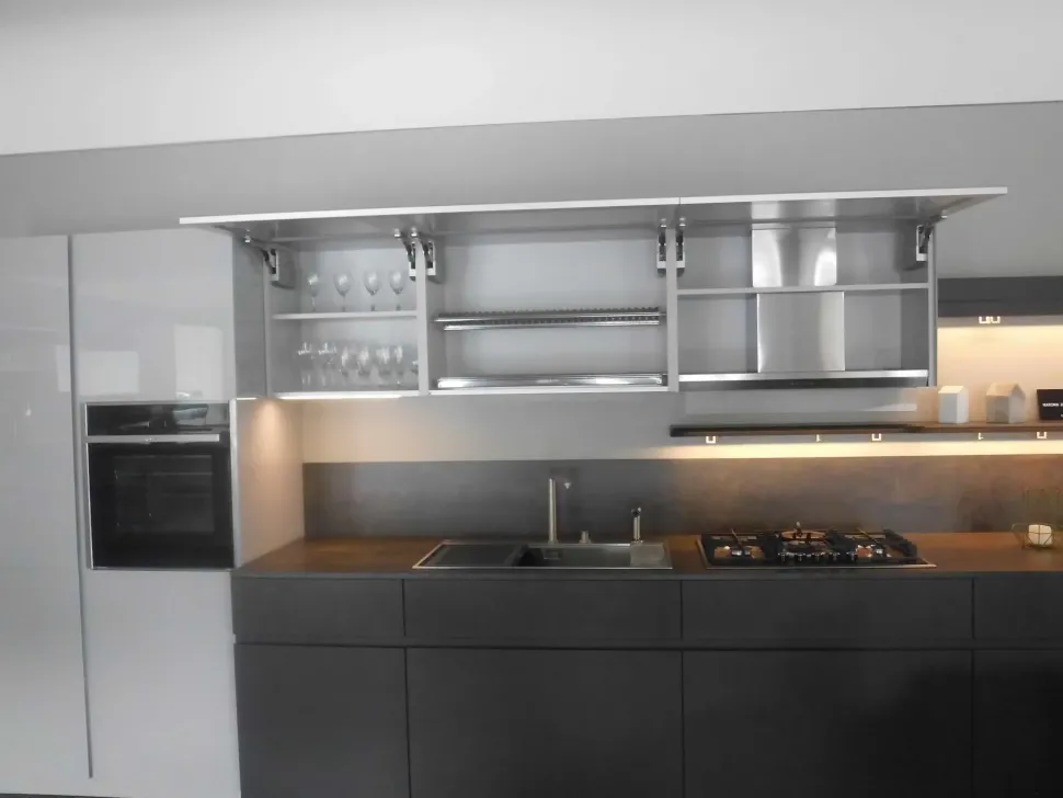 Cucina Cesar moderna lineare altri colori in vetro Maxima 2.2 - vetro lucido e laccato strutturato