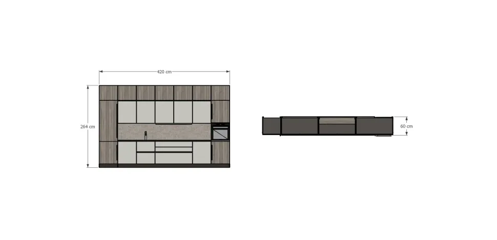 Cucina Cloe moderna grigio Arredo3 lineare scontata 50%