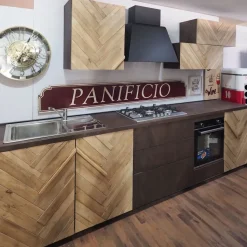 Cucina Collezione esclusiva moderna lineare rovere chiaro in legno Cucinja moderna rennes in legno e bronzo