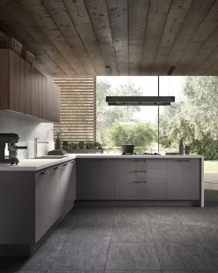 Cucina Collezione esclusiva moderna con penisola rovere moro in melaminico Joy 3