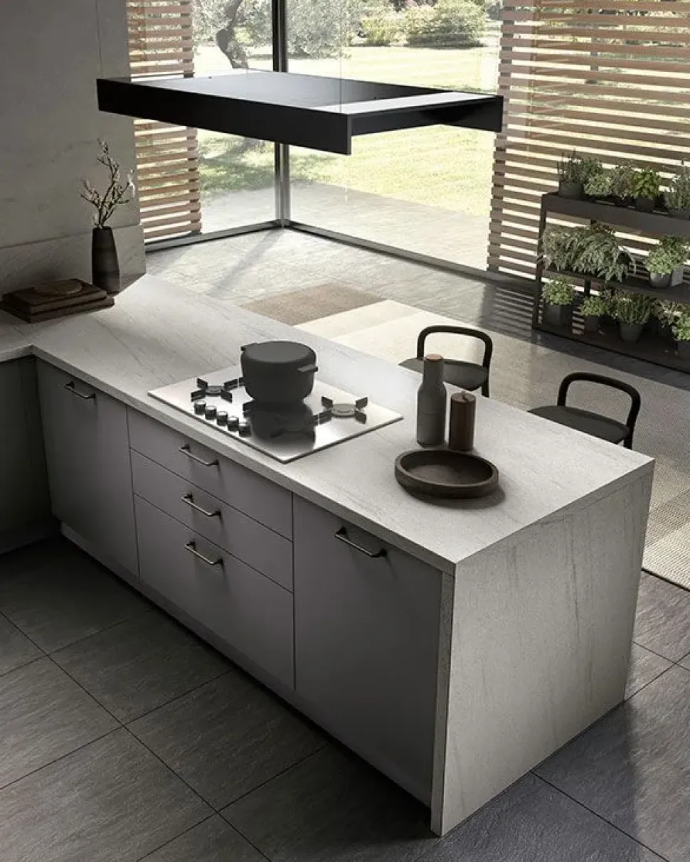 Cucina Collezione esclusiva moderna con penisola rovere moro in melaminico Joy 3
