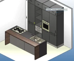 Cucina Colombini casa moderna con penisola grigio in laminato opaco Quadra