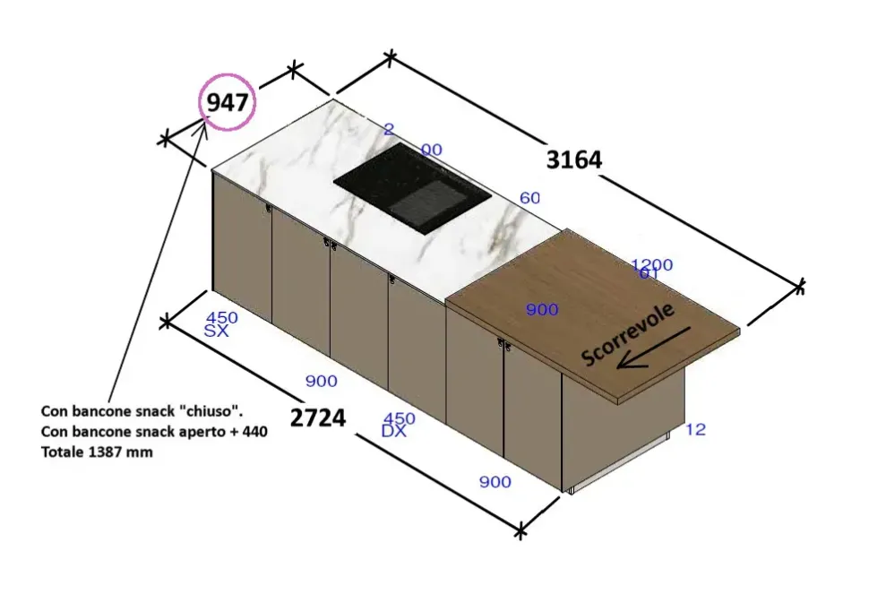 CUCINA con isola Ernestomeda Sign SCONTATA 42%