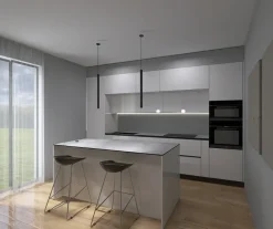 Cucina con isola in hpl bianca Cucinamarmi a prezzo ribassato