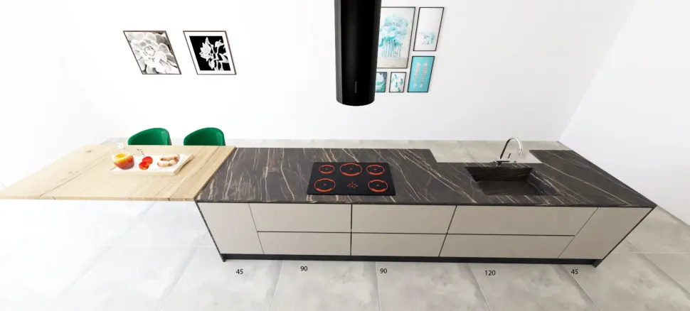 Cucina con isola in laccata opaco altri colori Kali a prezzo ribassato