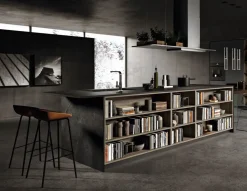Cucina con isola in laminato opaco grigia Anta 1 a prezzo ribassato