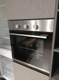 Cucina con isola in laminato materico grigia Kali a prezzo ribassato