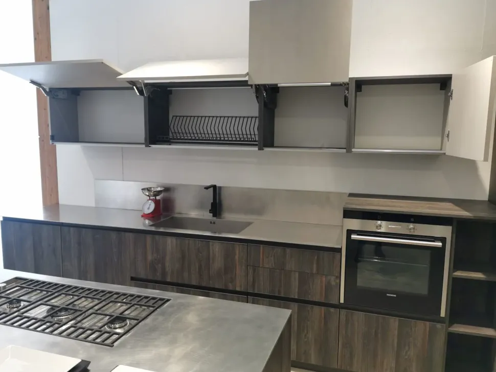 Cucina con isola in laminato materico altri colori Arrex a prezzo ribassato
