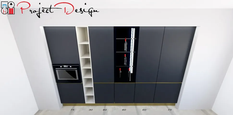 Cucina con isola in laminato opaco antracite Kali a prezzo ribassato