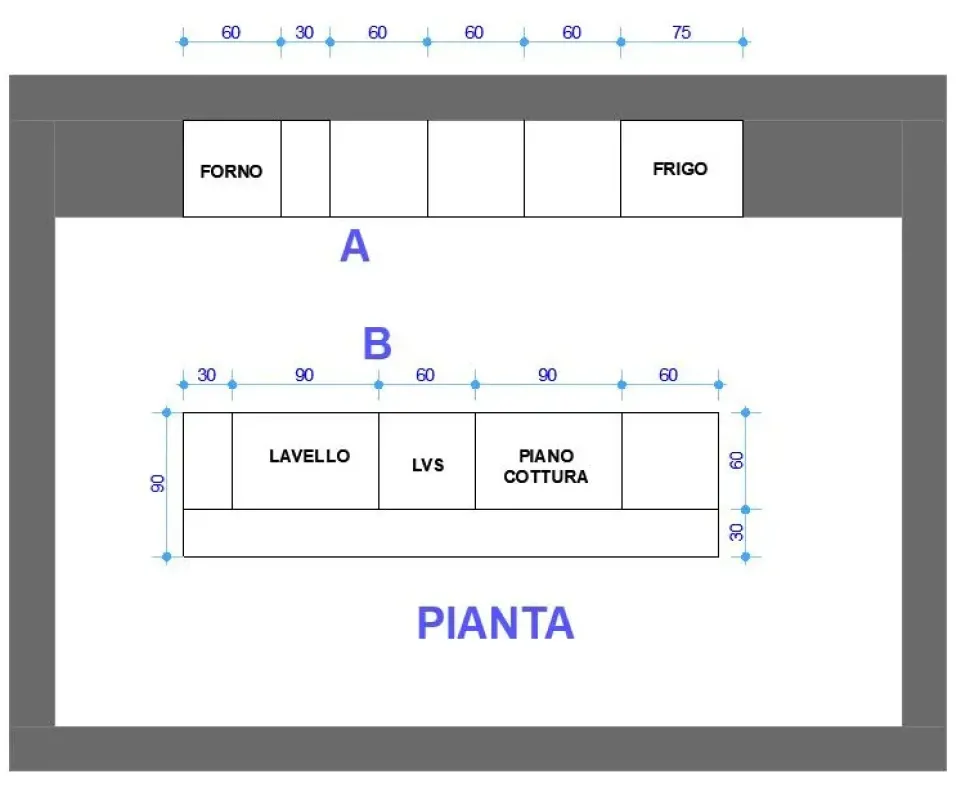Cucina con isola in laminato opaco antracite Kali a prezzo ribassato