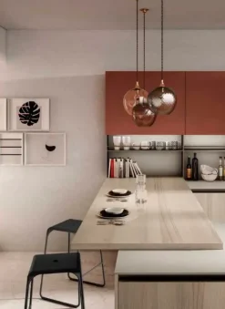 Cucina con isola in laminato materico a prezzo scontato 40%
