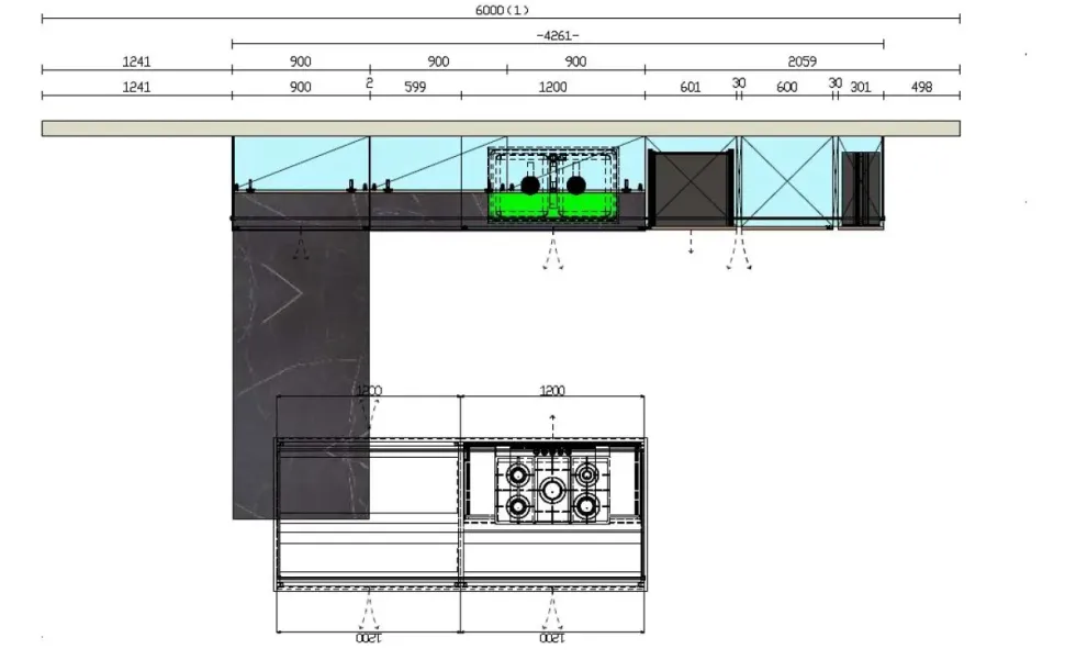 Cucina con isola in laminato materico a prezzo scontato 40%