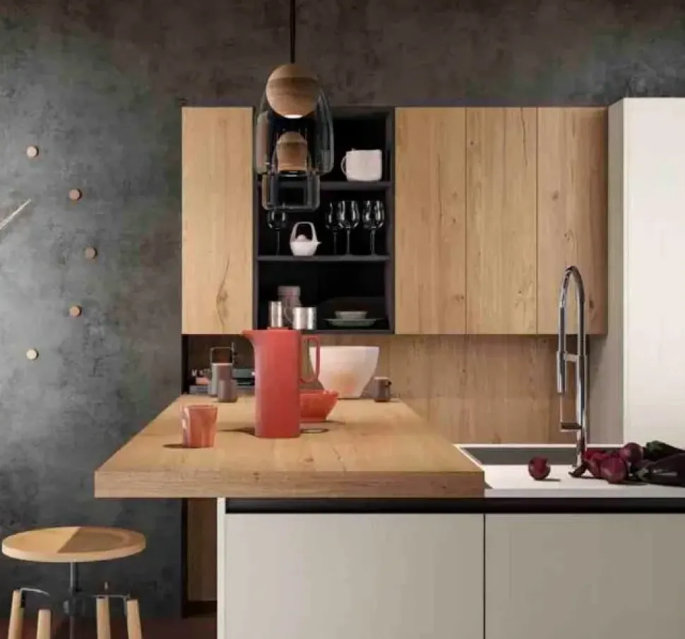 Cucina con isola moderna rovere chiaro Arredo3 Asia a soli 9780 Euro