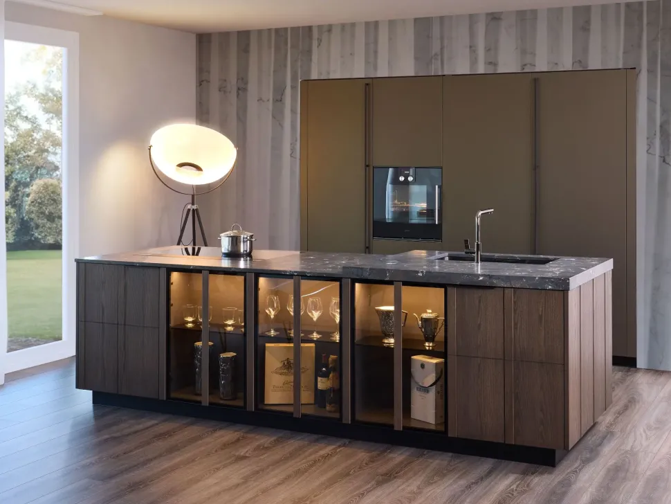 Cucina con isola moderna altri colori Diotti.com Plan loto 01 outlet a soli 39890 Euro