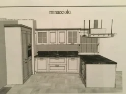 Cucina con penisola in laccato opaco bianca English mood a prezzo ribassato