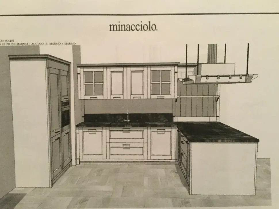 Cucina con penisola in laccato opaco bianca English mood a prezzo ribassato