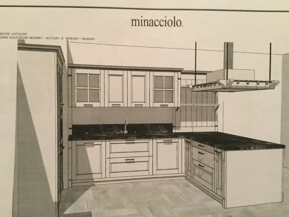 Cucina con penisola in laccato opaco bianca English mood a prezzo ribassato