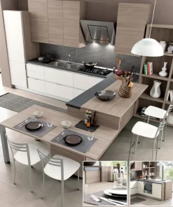 Cucina con penisola in laminato materico altri colori Hansel a prezzo scontato