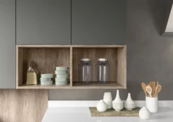 Cucina con penisola in laccata opaco grigia Nadir 1 a prezzo ribassato