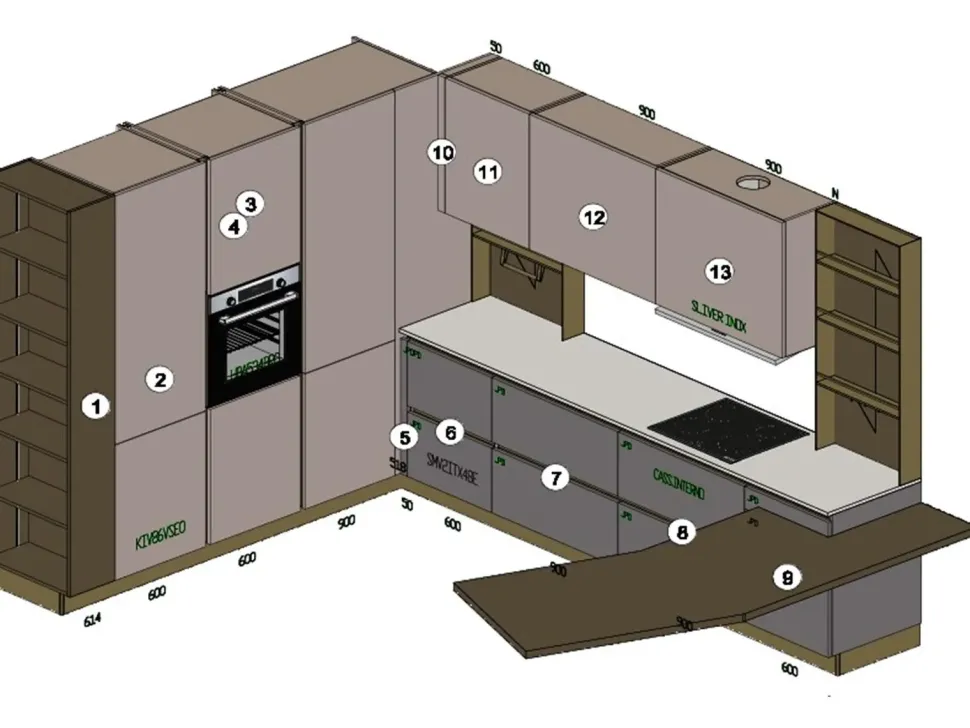 Cucina con penisola moderna tortora Stosa Infinity a soli 11972 Euro