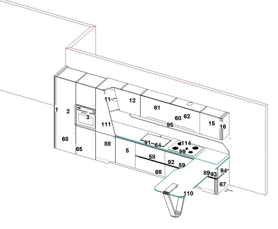 CUCINA con penisola Snaidero Vision SCONTATA 50%