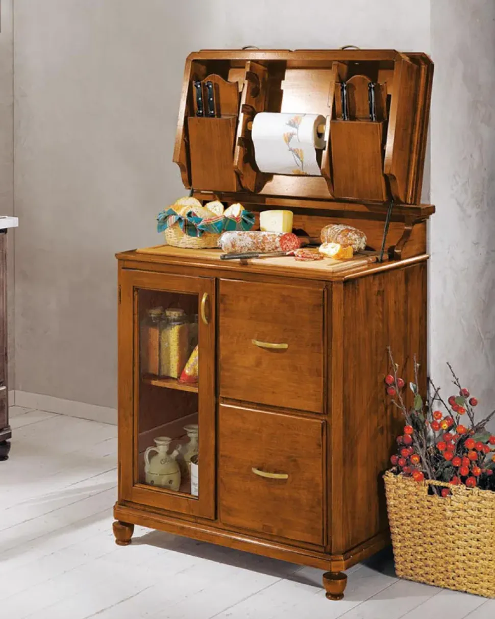 Cucina country lineare Tagliere linea country con anta e due cassetti a prezzo ribassato