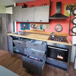 Cucina Cucina industrial piano legno lineare Outlet etnico con un ribasso imperdibile