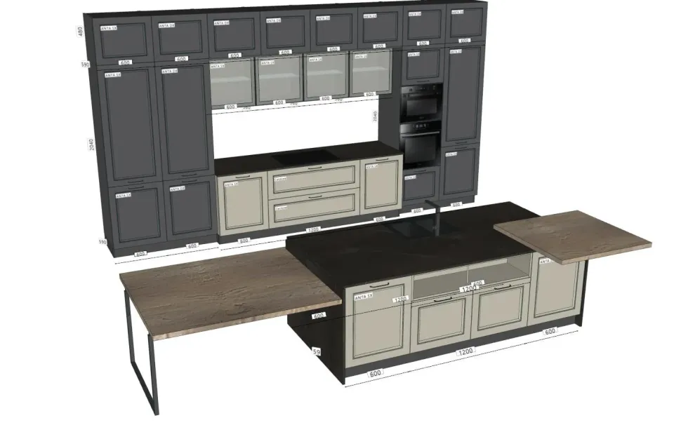 Cucina design con isola T44 Ar-due a prezzo ribassato