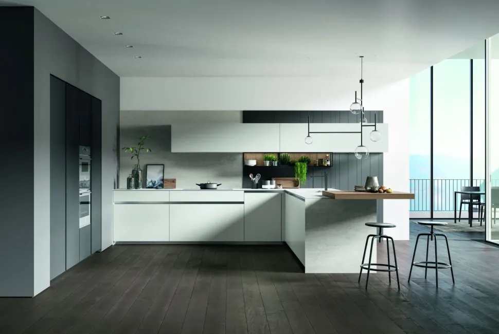 Cucina design con penisola Glass 2.0 Arredo3 a prezzo scontato