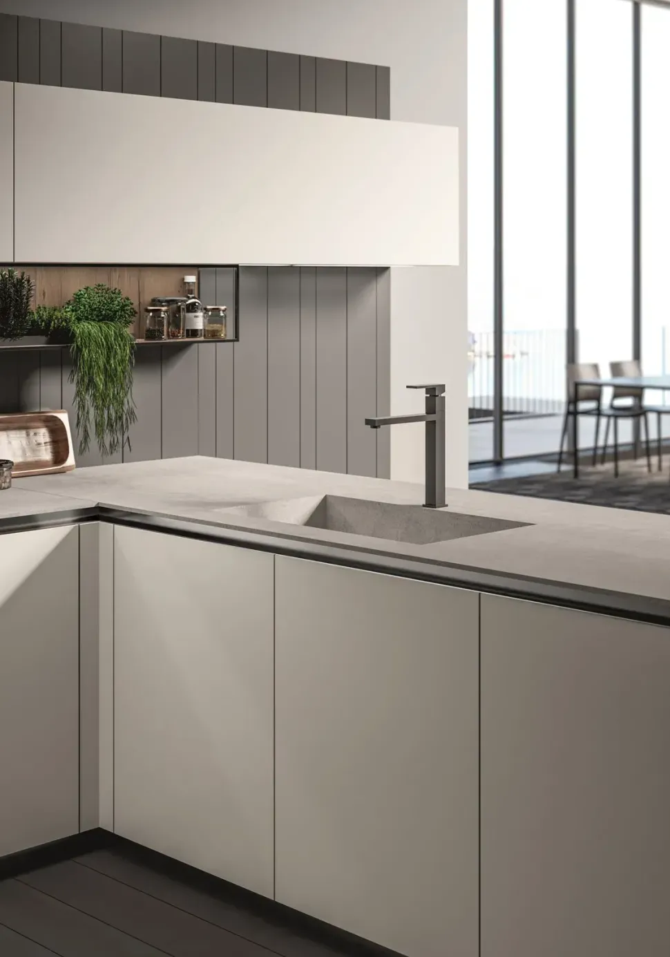 Cucina design con penisola Glass 2.0 Arredo3 a prezzo scontato