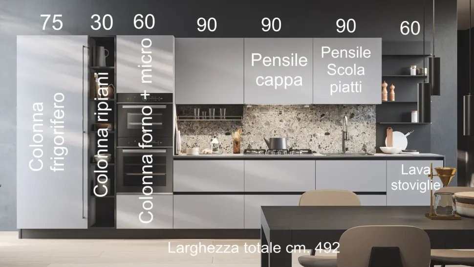 Cucina Domino composizione 09 di Prima cucine in offerta -33%