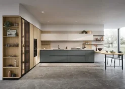 Cucina Domino composizione 01 moderna rovere chiaro Prima cucine con penisola scontata 50%