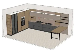 Cucina Domino composizione 01 moderna rovere chiaro Prima cucine con penisola scontata 50%