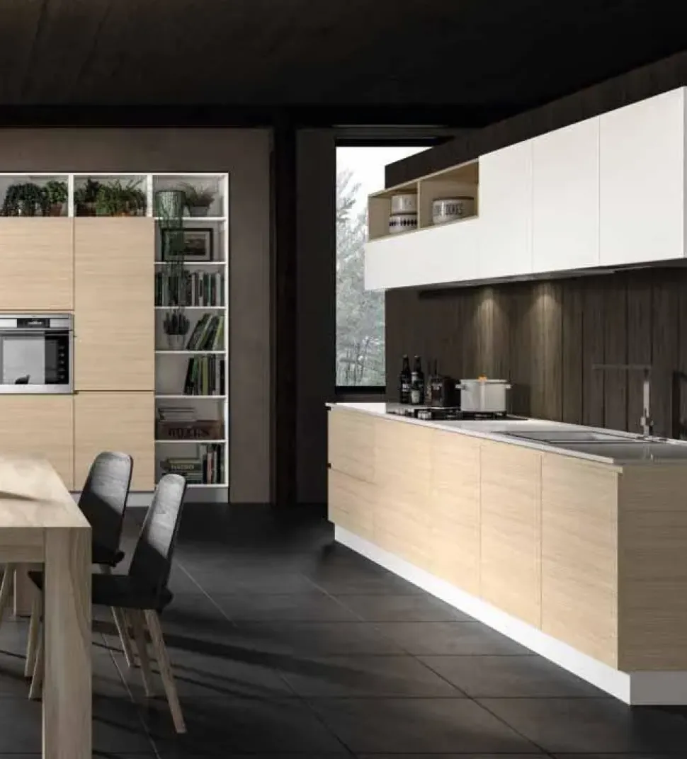 Cucina Essebi moderna lineare bianca in laminato materico Zenit 1