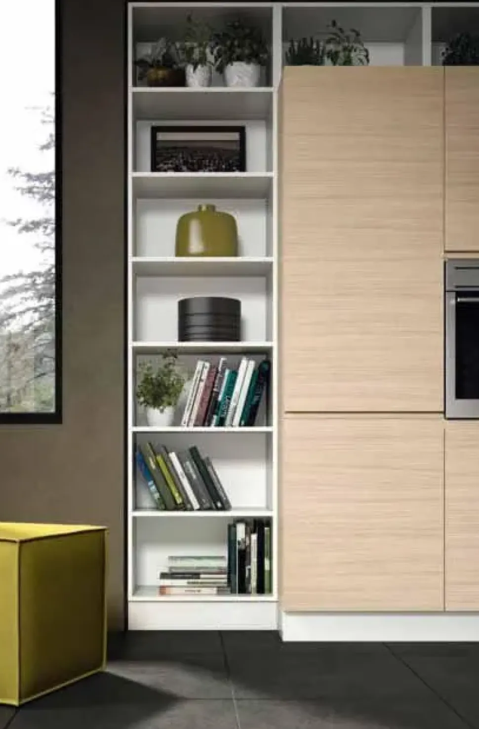 Cucina Essebi moderna lineare bianca in laminato materico Zenit 1