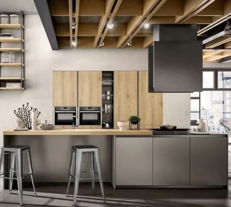 Cucina grigia design con isola Z62 Arredo3 in offerta