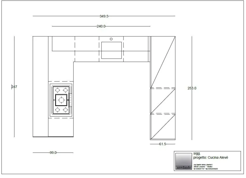 Cucina grigia design con penisola Alevè Stosa a soli 10500 Euro